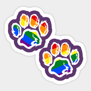 2 Furry Paw Prints in Rainbow Pride Fursuit Furson Sticker